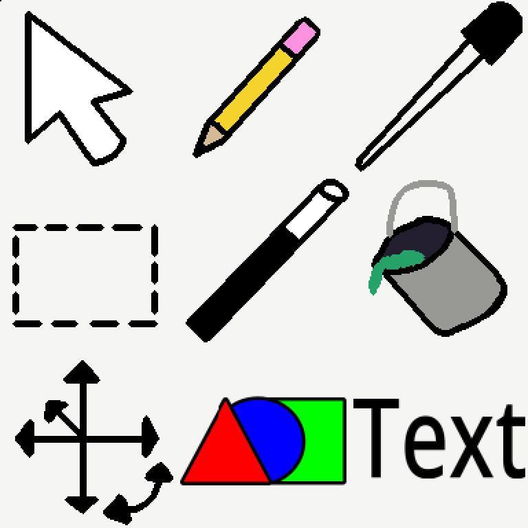 Shoddily drawn tool icons